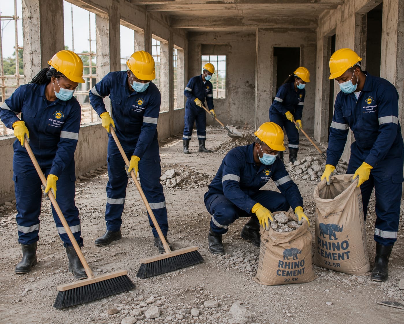 Albright Ventures crew clearing debris during post-construction cleaning