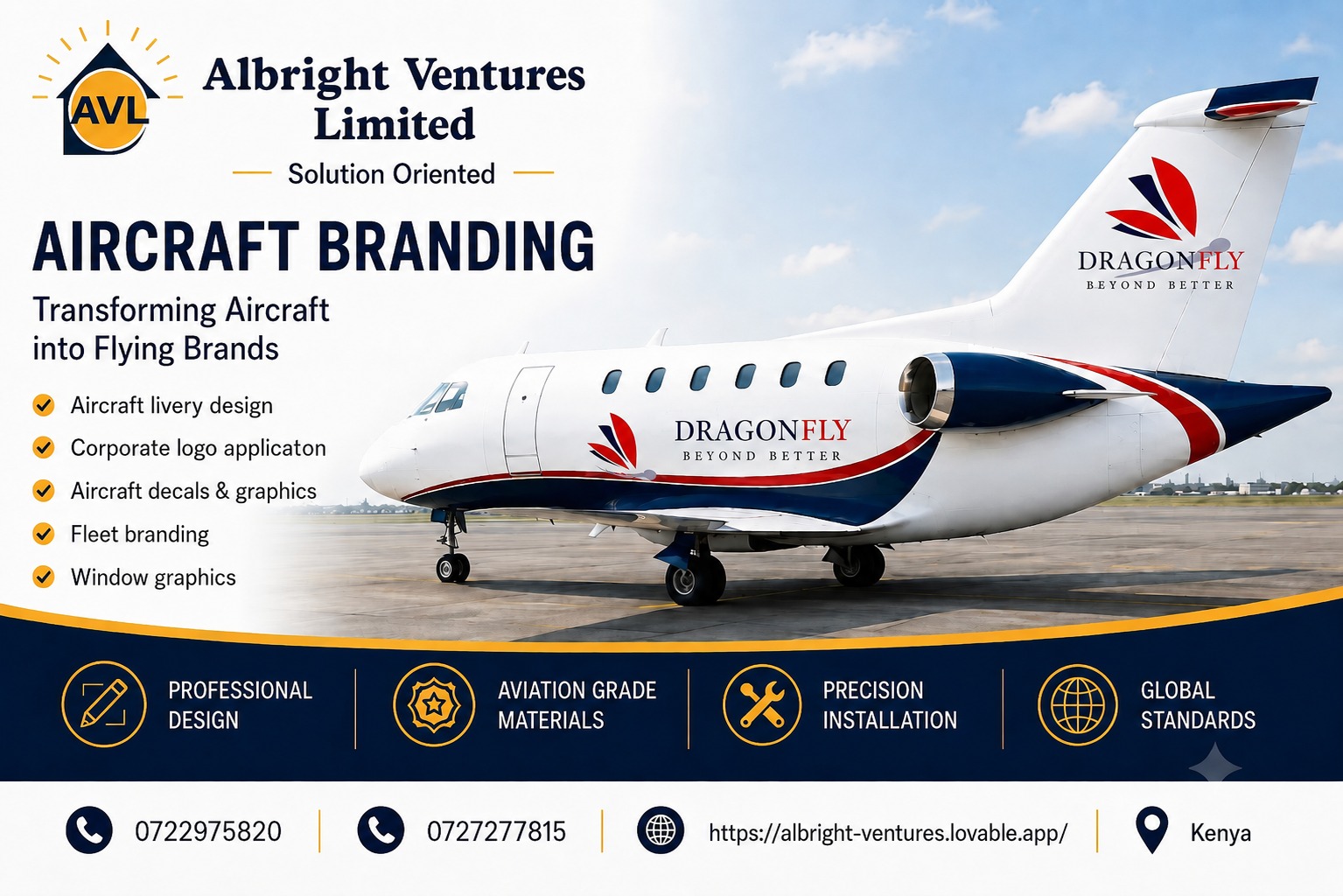 Dragonfly aircraft livery branding by Albright Ventures